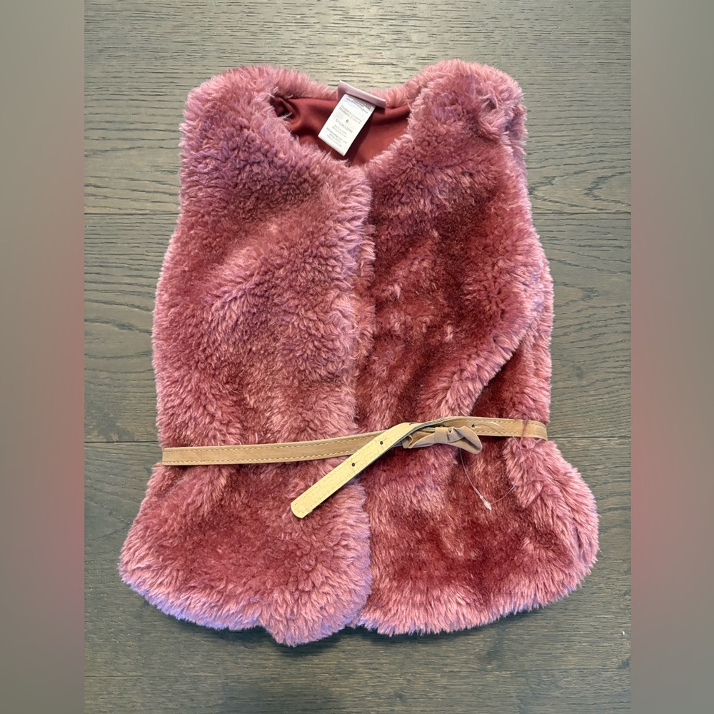 Little Lass little girls pink plush vest sz 5/6 NWT ret $89